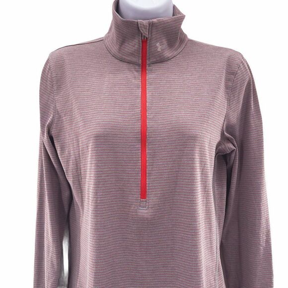 Under Armour HeatGear Half Zip Athletic Athleisure Striped Purple Pullover Small - Picture 7 of 8